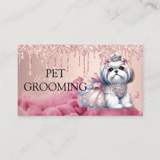 Cartão De Visita Pet Grooming Spa Salon Puppy (Frente)
