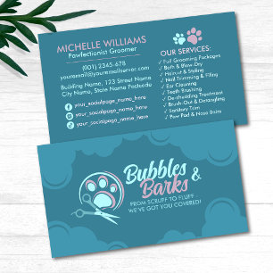 Cartão De Visita Pet Grooming Studio - Groomer Services Business Ca