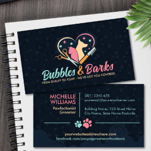Cartão De Visita Pet Grooming Studio - Serviços do Groomer