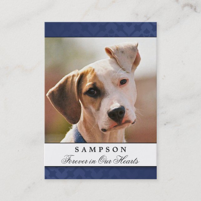 Cartão De Visita Pet Memorial Card Marinho Azul - Poema Contentado (Frente)