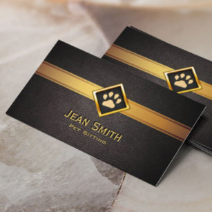 Cartão De Visita Pet Sentado Monograma Dourado Pet Paet Pet Care