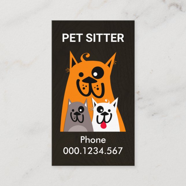 Cartão De Visita Pet Sitter da Família dos Cachorros (Frente)