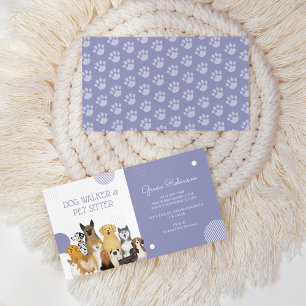 Cartão De Visita Pet Sitter Pet Sitter Púrpura de Cachorro Moderno