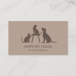 Cartão De Visita Pet Sitting Dog Caminhando com Cat Veterinarian Bu