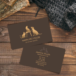 Cartão De Visita Pet Sitting Dog Caminhando com Cat Veterinarian Bu