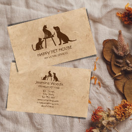 Cartão De Visita Pet Sitting Dog Caminhando com Cat Veterinarian Bu