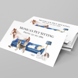 Cartão De Visita Pet Sitting Dog Cat Treinando Aquarela Pets Cavalo