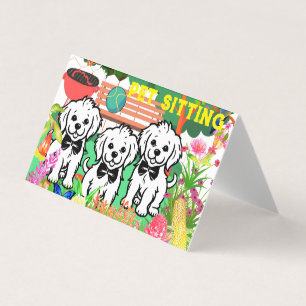 Cartão De Visita Pet Sitting & Dog Walker Chic Colorous Floral Park