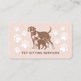 Cartão De Visita Pet Sitting Services Rosa Dourado e Blush Pink Bus
