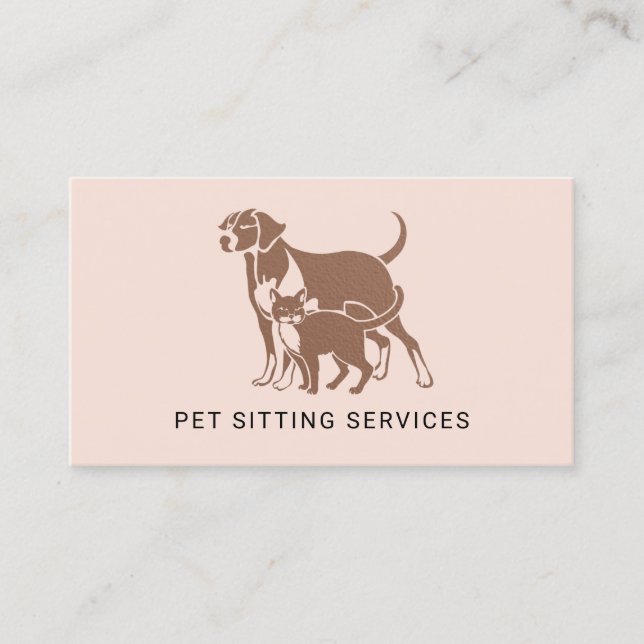Cartão De Visita Pet Sitting Services Rosa Dourado e rosa (Frente)