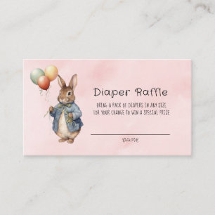 Cartão De Visita Peter Rabbit Watercolor Baby Girl Fralda Raffle