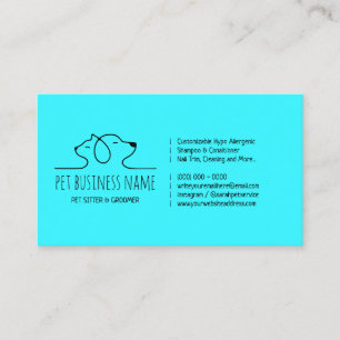 Cartão De Visita Petsitter azul-turquesa logotipo de cão e gato vet