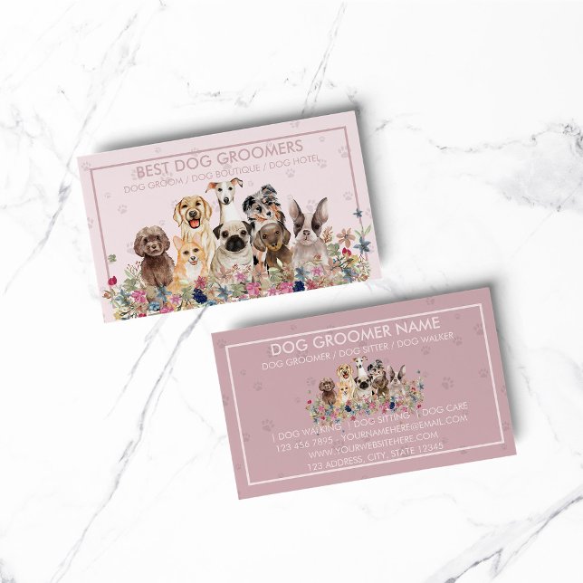 Cartão De Visita PetSitter cão veterinário, cor-de-rosa (pet animal dog cat veterinary farm)