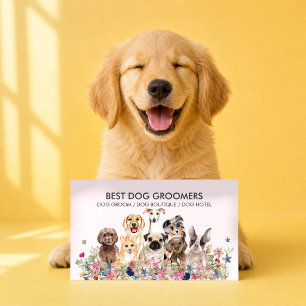Cartão De Visita PetSitter cor-de-rosa-retrô flores
