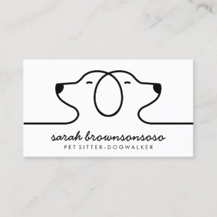 Cartão De Visita Petsitter vet do logotipo da linha branca do cão