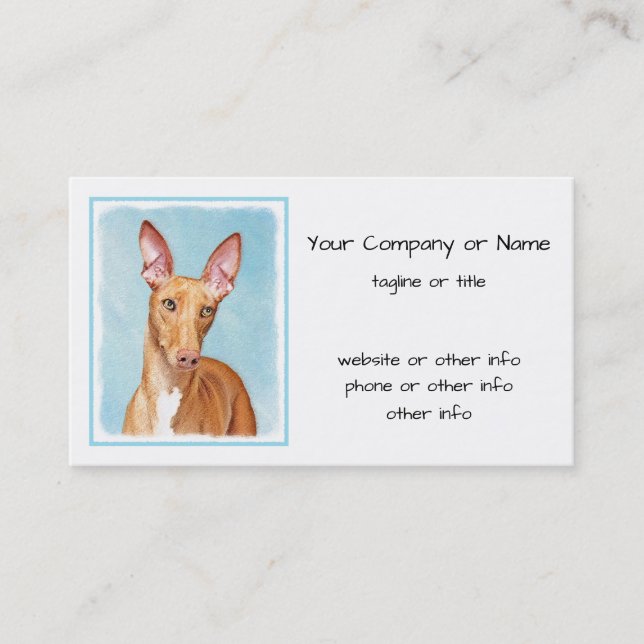 Cartão De Visita Pharaoh Hound Painting - Arte Cachorra Original (Frente)