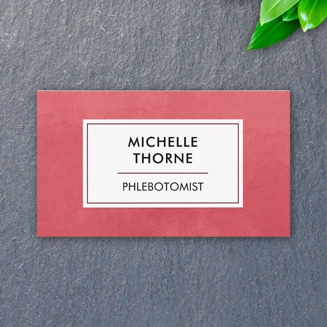 Cartão De Visita Phlebotomist Blood Lab Tech Enfermeira Red Waterco (Criador carregado)