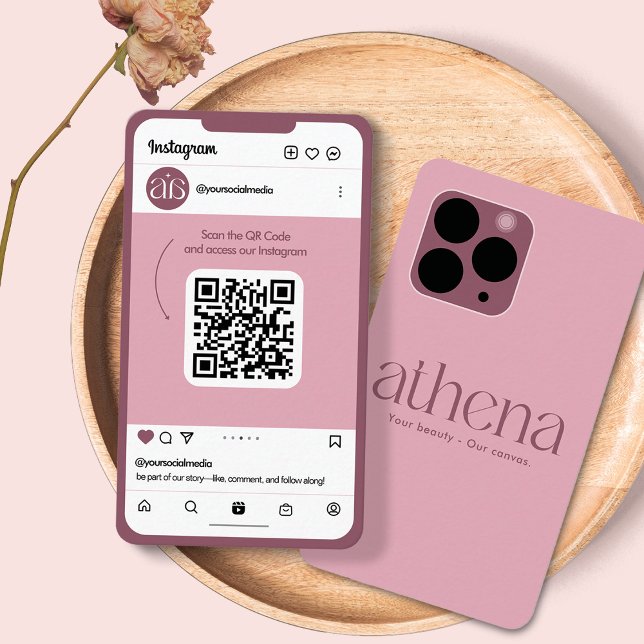 Cartão De Visita Phone Pink Instagram Business Card (Criador carregado)