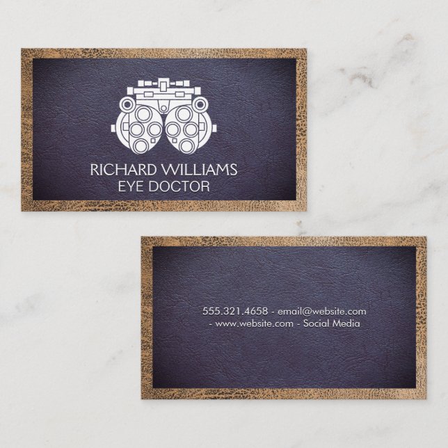 Cartão De Visita Phoropter | Médico | Fundo de couro (Frente/Verso)