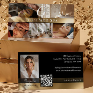 Cartão De Visita Photo Professional Med Spa Monograma Preto Dourado