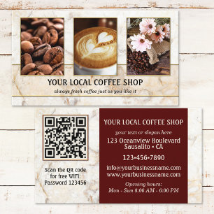 Cartão De Visita Photo QR Code Coffee Shop Business Card