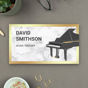 Cartão De Visita Piano de Cauda Professor Pianista Mármore Branco F