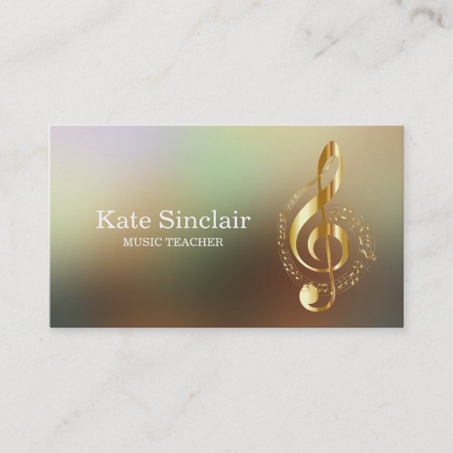 Cartão De Visita Piano Keys, Professor de Música Elegante (Frente)