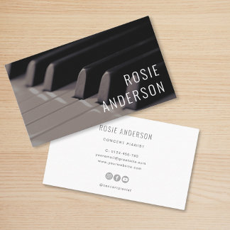 Cartão De Visita Piano Keys Simple Minimalist Professional
