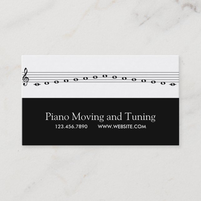 Cartão De Visita Piano Moving and Tuning Movers Music Repair (Frente)