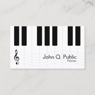 Cartão De Visita Piano Musical Negro e Branco
