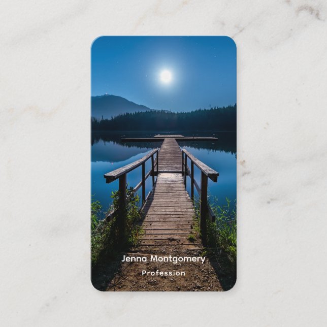 Cartão De Visita Píer à noite sob lua cheia (Frente)