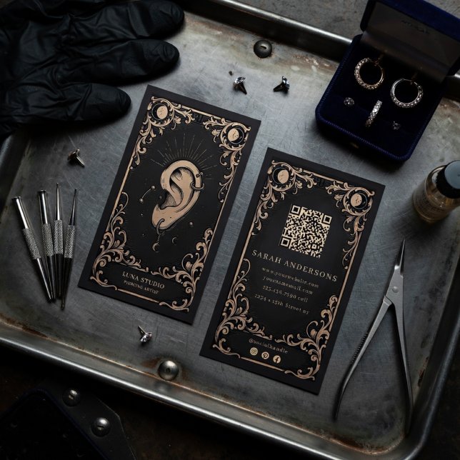 Cartão De Visita Piercing Artist  | Ear Piercing Studio (Criador carregado)