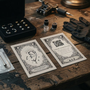 Cartão De Visita Piercing Celestial Místico Vintage para a Orelha