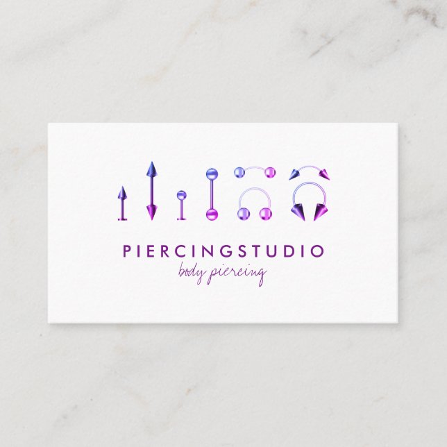 Cartão De Visita Piercing de Corpo Rosa Púrpura Tatuagem do Jewelry (Frente)