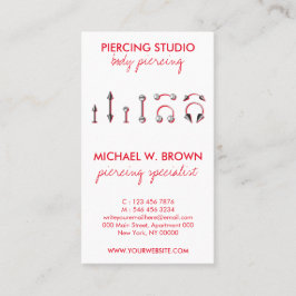 Cartão De Visita Piercings de Joias do Corpo Vermelho