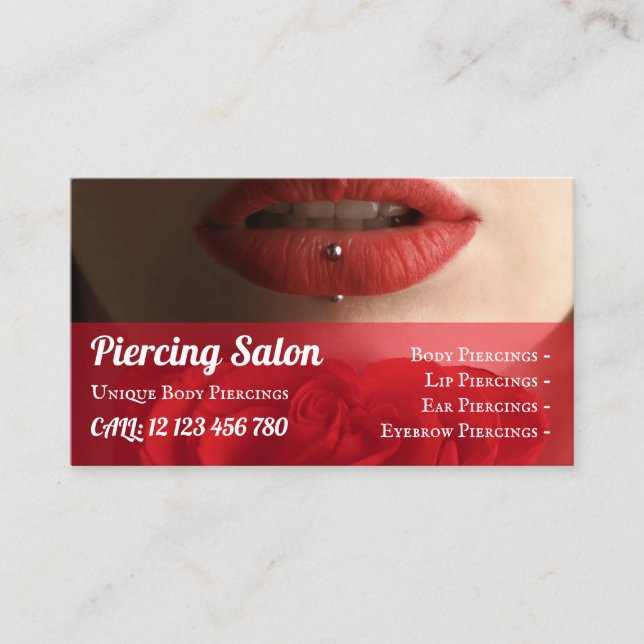 Cartão De Visita Piercings de lábios (Frente)