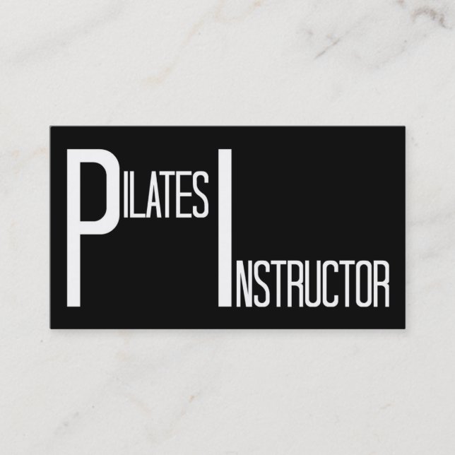 Cartão De Visita Pilates Instrutor Preto e Branco (Frente)