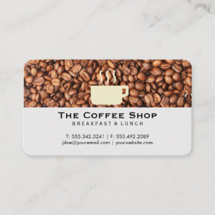 Cartão De Visita Pilha de Grãos de Café   Logotipo de Xícara de Caf