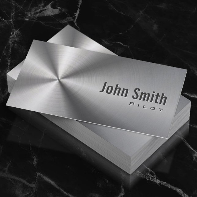 Cartão De Visita Piloto Aviator Stainless Steel Metalus Faux Metal (Criador carregado)