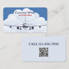 Cartão De Visita Piloto de aeronave QR personalizado