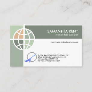 Cartão De Visita Piloto de Aviação de Conexões Globais Green Sha