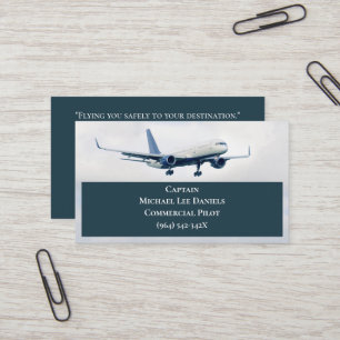 Cartão De Visita Piloto de avião comercial branco