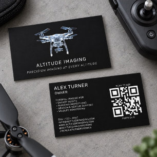 Cartão De Visita Piloto de Drone Fotografia UAV Código QR Moderno P