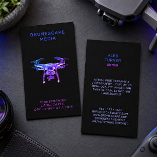 Cartão De Visita Piloto de Drone Fotografia Vídeo UAV Moderno Preto