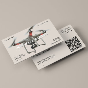 Cartão De Visita Piloto de Drone Mínimo Operador UAV Bege Areia
