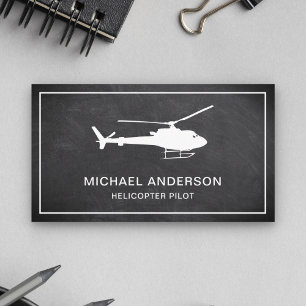 Cartão De Visita Piloto de Helicóptero Moderno Quadro Negro Preto