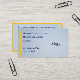 Cartão De Visita Piloto do Capitão Avião Comercial de Stripes Amare