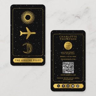 Cartão De Visita Piloto do logotipo Tarot Celestial Dourado
