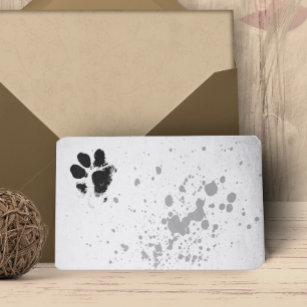 Cartão De Visita pinça de cão imprime aquarela design cinza e branc
