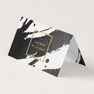 Cartão De Visita Pincéis de Tinta Preta abstrato